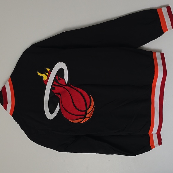 Men's Black Miami Heat  Authentic Full-Snap Warmup Jacket - Picture 8 of 9